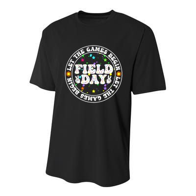 Field Day Let The Games Begin Teachers Field Day Youth Performance Sprint T-Shirt