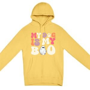 Funny Dog Lover Halloween Puppy Groovy My Dog Is My Boo Gift Premium Pullover Hoodie