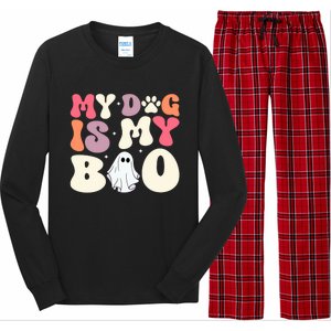 Funny Dog Lover Halloween Puppy Groovy My Dog Is My Boo Gift Long Sleeve Pajama Set