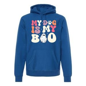 Funny Dog Lover Halloween Puppy Groovy My Dog Is My Boo Gift Premium Hoodie