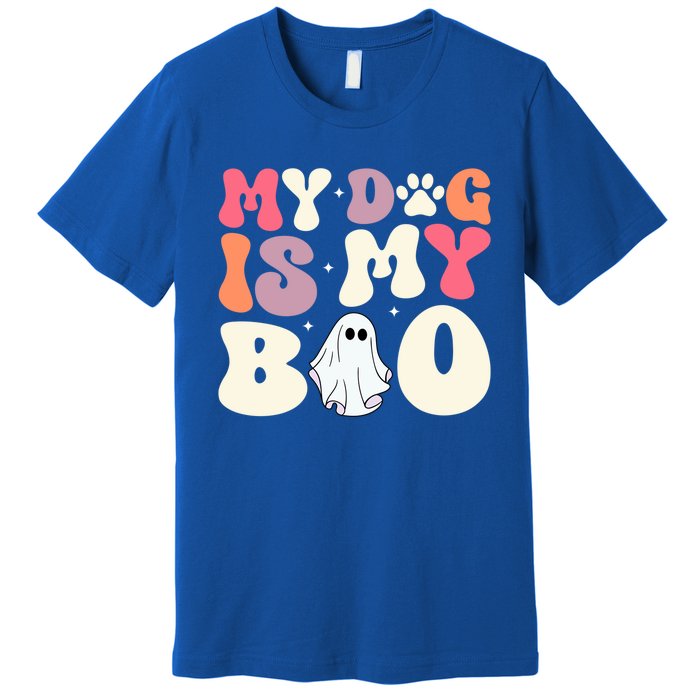 Funny Dog Lover Halloween Puppy Groovy My Dog Is My Boo Gift Premium T-Shirt