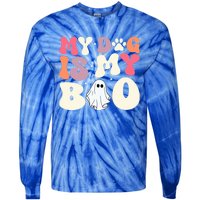 Funny Dog Lover Halloween Puppy Groovy My Dog Is My Boo Gift Tie-Dye Long Sleeve Shirt