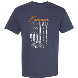 Farmer Dad Like A Normal Dad Only Cooler USA Flag Farming Garment-Dyed Heavyweight T-Shirt