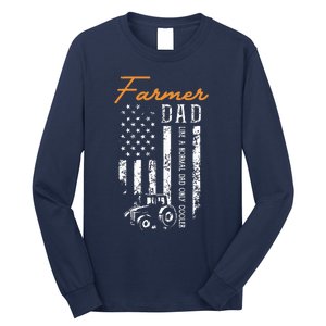 Farmer Dad Like A Normal Dad Only Cooler USA Flag Farming Long Sleeve Shirt