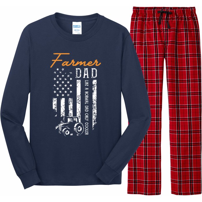 Farmer Dad Like A Normal Dad Only Cooler USA Flag Farming Long Sleeve Pajama Set