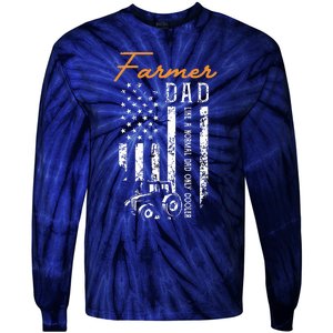 Farmer Dad Like A Normal Dad Only Cooler USA Flag Farming Tie-Dye Long Sleeve Shirt