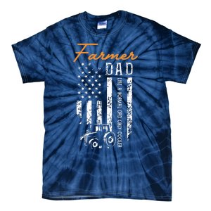 Farmer Dad Like A Normal Dad Only Cooler USA Flag Farming Tie-Dye T-Shirt