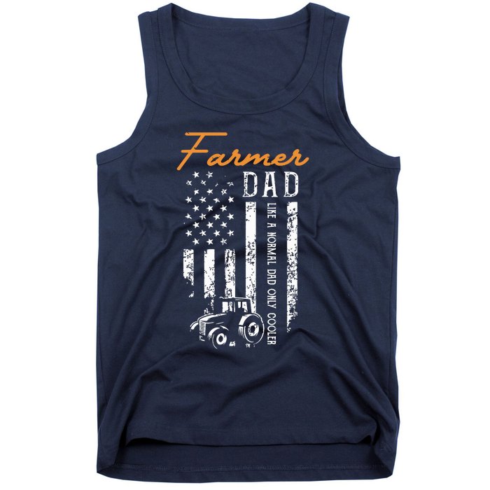 Farmer Dad Like A Normal Dad Only Cooler USA Flag Farming Tank Top