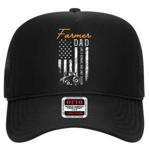 Farmer Dad Like A Normal Dad Only Cooler USA Flag Farming High Crown Mesh Back Trucker Hat