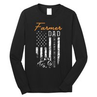 Farmer Dad Like A Normal Dad Only Cooler USA Flag Farming Long Sleeve Shirt