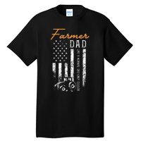 Farmer Dad Like A Normal Dad Only Cooler USA Flag Farming Tall T-Shirt