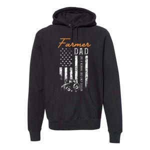 Farmer Dad Like A Normal Dad Only Cooler USA Flag Farming Premium Hoodie