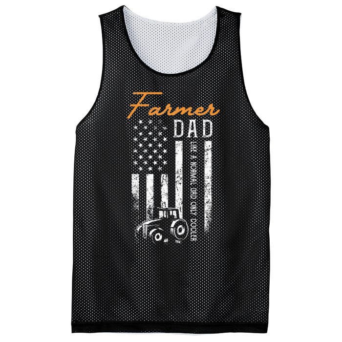 Farmer Dad Like A Normal Dad Only Cooler USA Flag Farming Mesh Reversible Basketball Jersey Tank