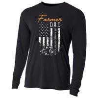 Farmer Dad Like A Normal Dad Only Cooler USA Flag Farming Cooling Performance Long Sleeve Crew