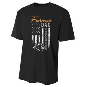 Farmer Dad Like A Normal Dad Only Cooler USA Flag Farming Performance Sprint T-Shirt