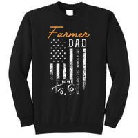 Farmer Dad Like A Normal Dad Only Cooler USA Flag Farming Tall Sweatshirt