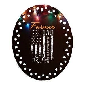 Farmer Dad Like A Normal Dad Only Cooler USA Flag Farming Ceramic Oval Ornament