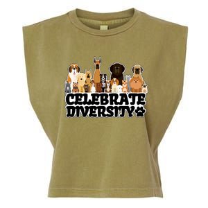 Funny Dog Lover Shirts 'Celebrate Diversity' Cute Dog Garment-Dyed Women's Muscle Tee