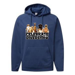 Funny Dog Lover Shirts 'Celebrate Diversity' Cute Dog Performance Fleece Hoodie