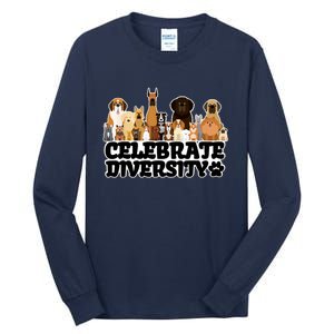 Funny Dog Lover Shirts 'Celebrate Diversity' Cute Dog Tall Long Sleeve T-Shirt