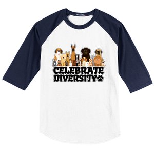 Funny Dog Lover Shirts 'Celebrate Diversity' Cute Dog Baseball Sleeve Shirt