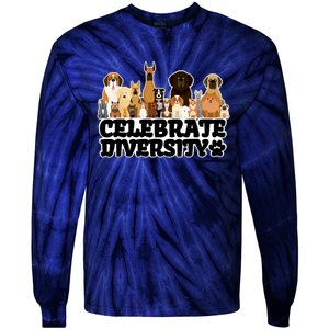 Funny Dog Lover Shirts 'Celebrate Diversity' Cute Dog Tie-Dye Long Sleeve Shirt