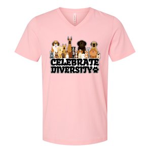 Funny Dog Lover Shirts 'Celebrate Diversity' Cute Dog V-Neck T-Shirt