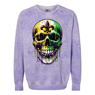 Fleur De Lis Mardi Gras Skulls Outfit Colorblast Crewneck Sweatshirt