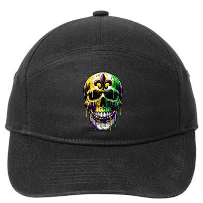 Fleur De Lis Mardi Gras Skulls Outfit 7-Panel Snapback Hat