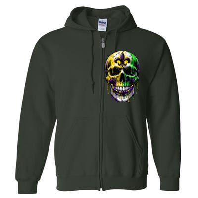 Fleur De Lis Mardi Gras Skulls Outfit Full Zip Hoodie