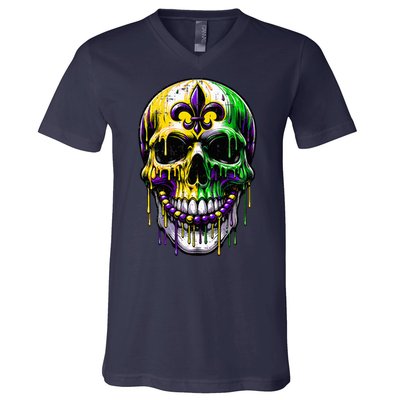 Fleur De Lis Mardi Gras Skulls Outfit V-Neck T-Shirt