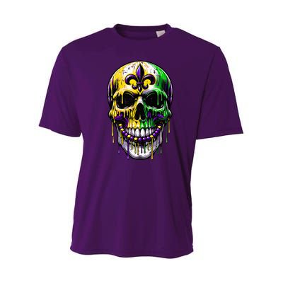 Fleur De Lis Mardi Gras Skulls Outfit Youth Performance Sprint T-Shirt