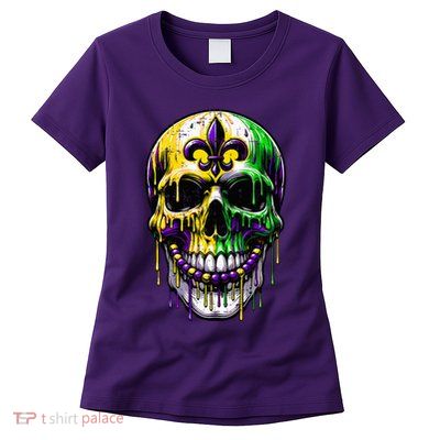 Fleur De Lis Mardi Gras Skulls Outfit Womens T-Shirt