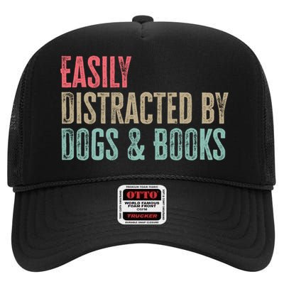 Funny Dogs Lovers And Book Gift High Crown Mesh Back Trucker Hat