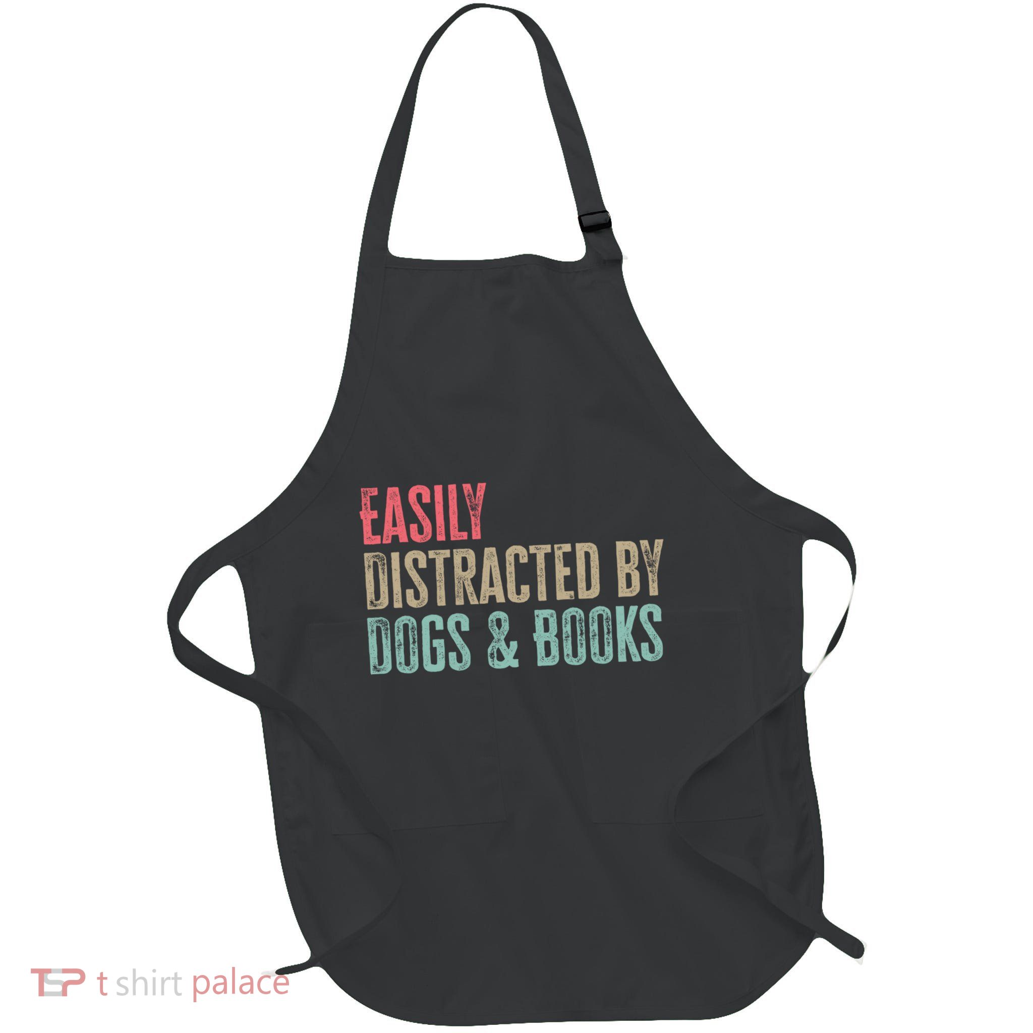 Funny Dogs Lovers And Book Gift Full-Length Apron With Pockets