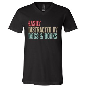 Funny Dogs Lovers And Book Gift V-Neck T-Shirt