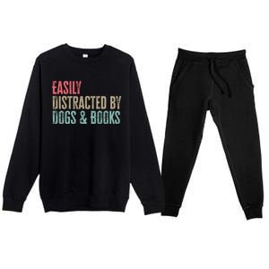 Funny Dogs Lovers And Book Gift Premium Crewneck Sweatsuit Set