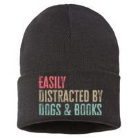 Funny Dogs Lovers And Book Gift Sustainable Knit Beanie