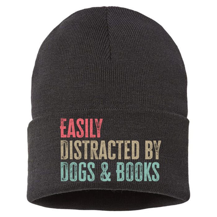 Funny Dogs Lovers And Book Gift Sustainable Knit Beanie