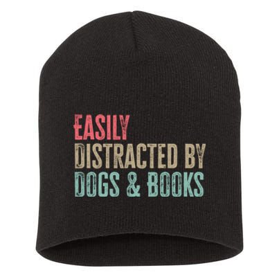 Funny Dogs Lovers And Book Gift Short Acrylic Beanie