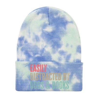 Funny Dogs Lovers And Book Gift Tie Dye 12in Knit Beanie