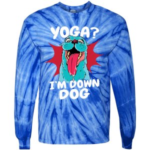 Funny Dog Lovers Yoga Funny Gift Yoga Im Down Dog Gift Tie-Dye Long Sleeve Shirt