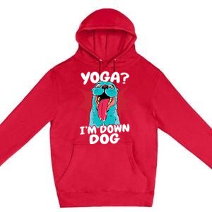 Funny Dog Lovers Yoga Funny Gift Yoga Im Down Dog Gift Premium Pullover Hoodie