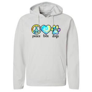 Funny Dog Lover Shirts Gift Peace Love Dogs Tie Dye Puppy Gifts Performance Fleece Hoodie