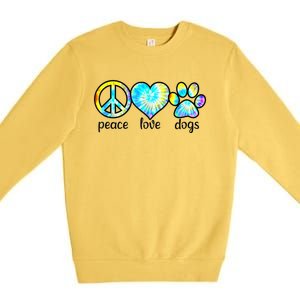 Funny Dog Lover Shirts Gift Peace Love Dogs Tie Dye Puppy Gifts Premium Crewneck Sweatshirt