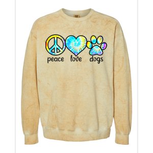 Funny Dog Lover Shirts Gift Peace Love Dogs Tie Dye Puppy Gifts Colorblast Crewneck Sweatshirt