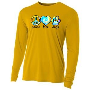 Funny Dog Lover Shirts Gift Peace Love Dogs Tie Dye Puppy Gifts Cooling Performance Long Sleeve Crew