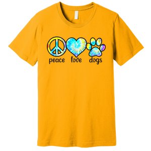 Funny Dog Lover Shirts Gift Peace Love Dogs Tie Dye Puppy Gifts Premium T-Shirt