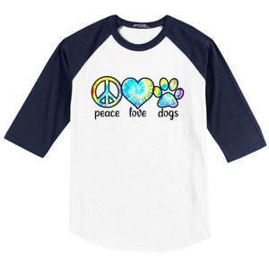 Funny Dog Lover Shirts Gift Peace Love Dogs Tie Dye Puppy Gifts Baseball Sleeve Shirt