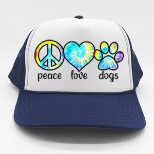 Funny Dog Lover Shirts Gift Peace Love Dogs Tie Dye Puppy Gifts Trucker Hat